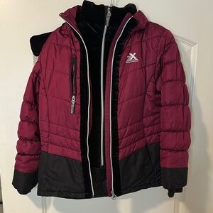 ZeroXposur Burgundy and Black Girls Puffer Jacket